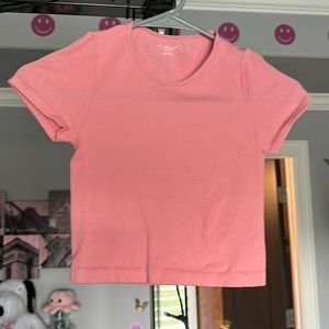 Pink ribbed crop top